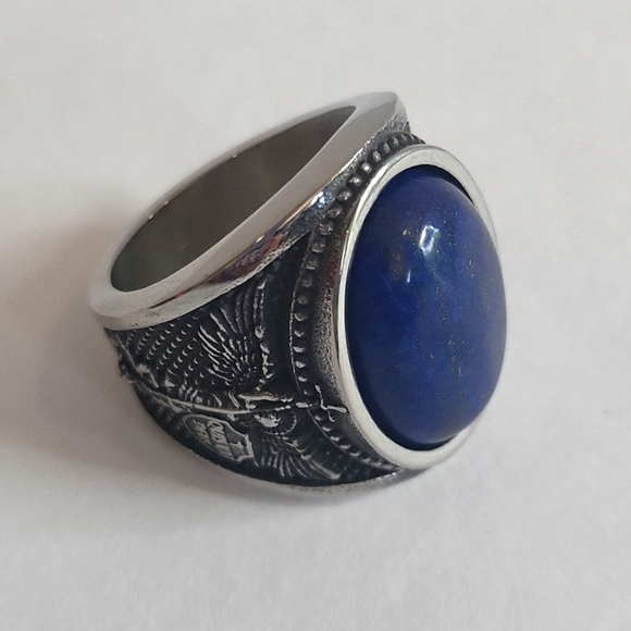 1718- Lapis Lazuli Natural Gemstone Handmade Men's Ring Size 9 NWT - Picture 1 of 8